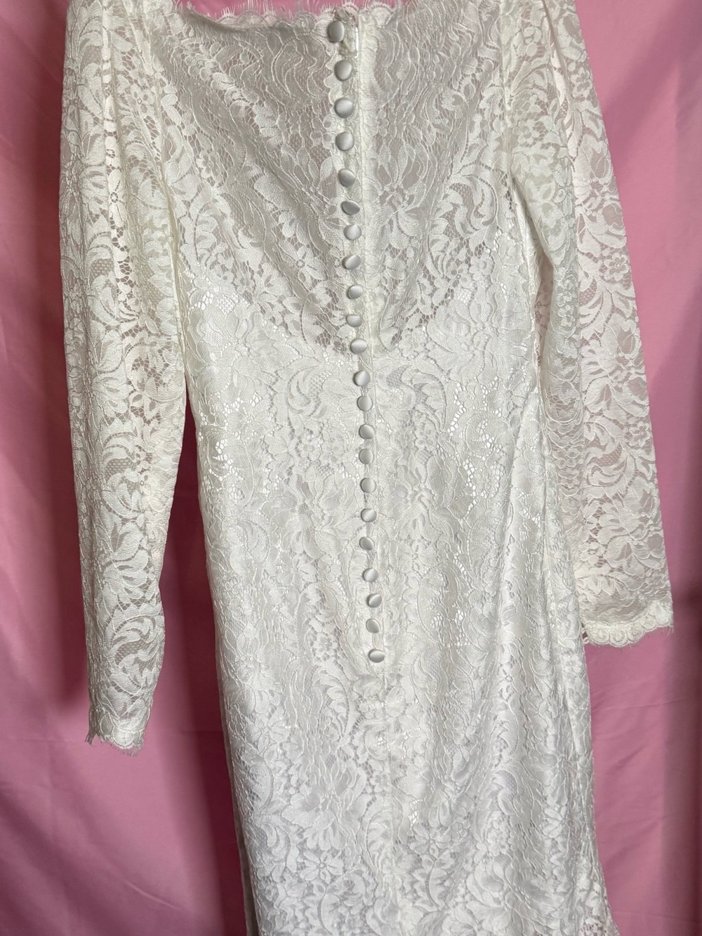 White Lace Off-Shoulder Sheath Dress - Picture 4 of 7